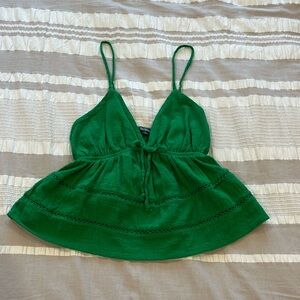 WILD FABLE Green Peplum Adjustable Strap Tank Top Size XS
